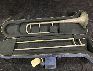 Antique 19th Century Antoine Courtois Bb Tenor Silver Trombone #4544 - Ships With Case